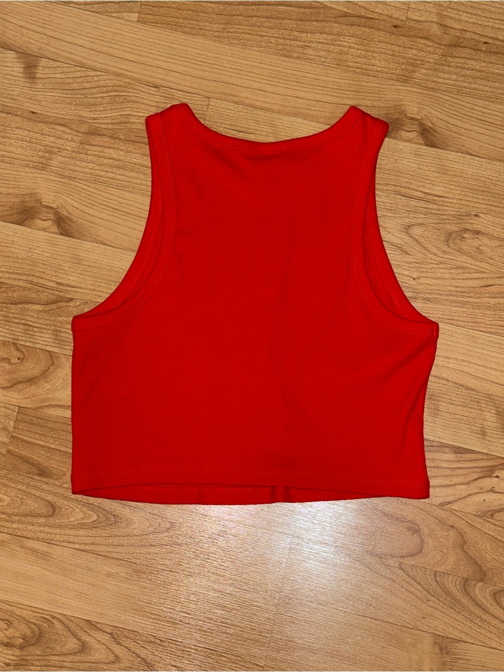 Red Ribbed Crop Tank Top - Picture 3 of 6